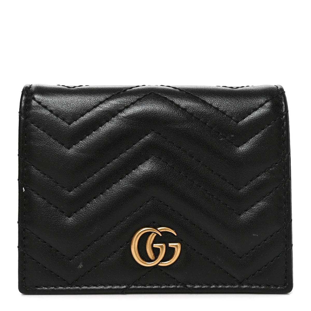 Calfskin Matelasse GG Marmont Card Case Wallet Black