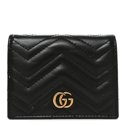 Gucci Calfskin Matelasse GG Marmont Card Case Wallet Black 1 of 8
