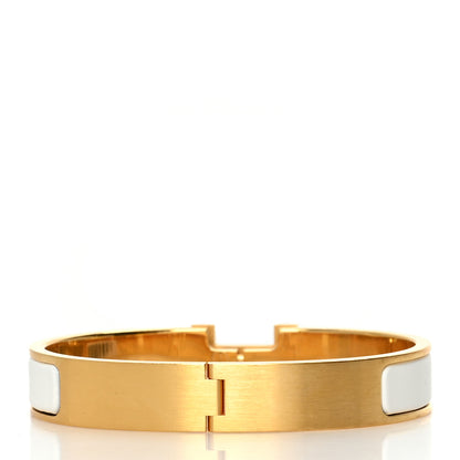 Hermes Matte Enamel Narrow Clic Clac HH Bracelet GM White 3 of 5