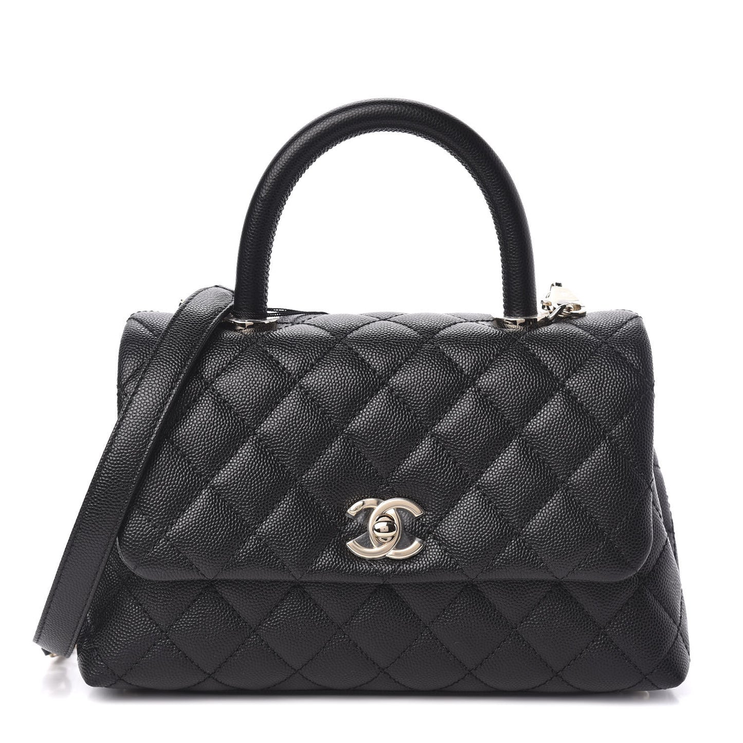 Caviar Quilted Mini Coco Handle Flap Black
