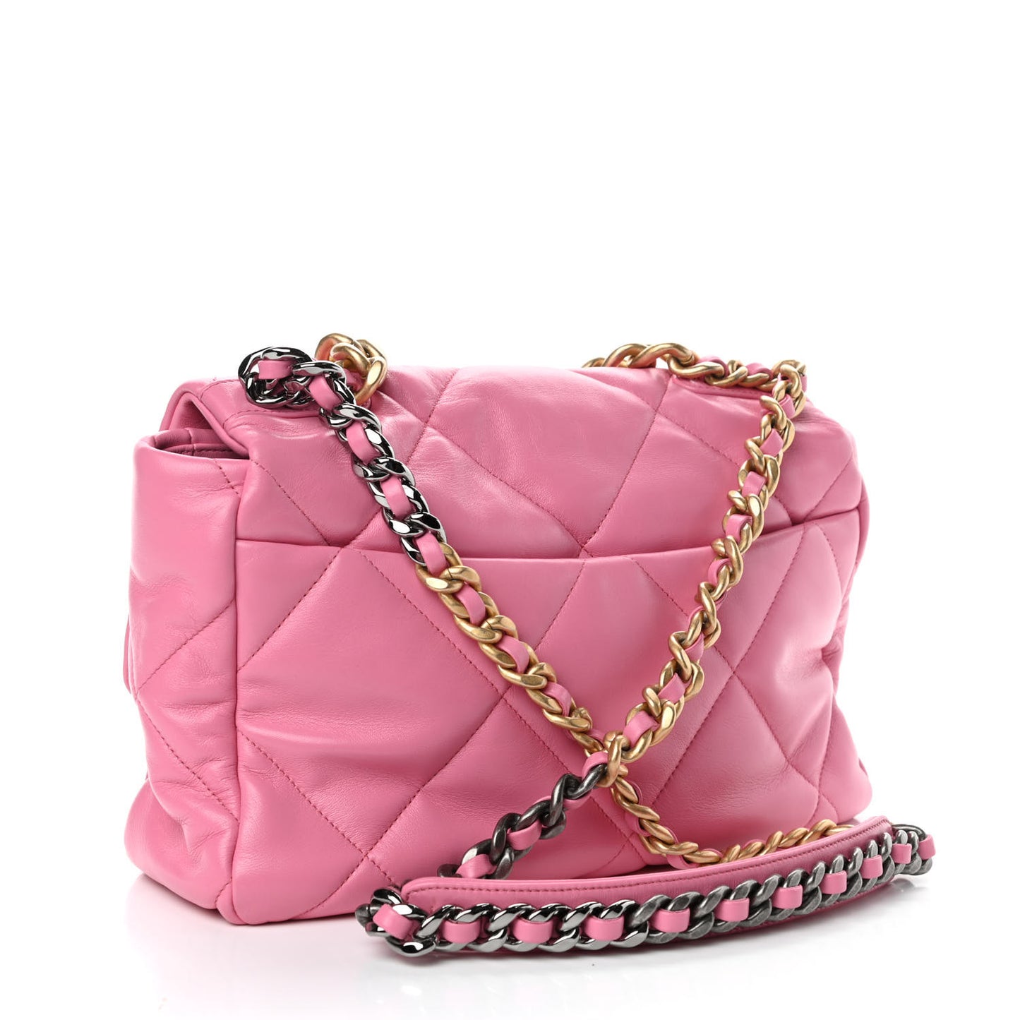 Lambskin Quilted Large Chanel 19 Flap Pink