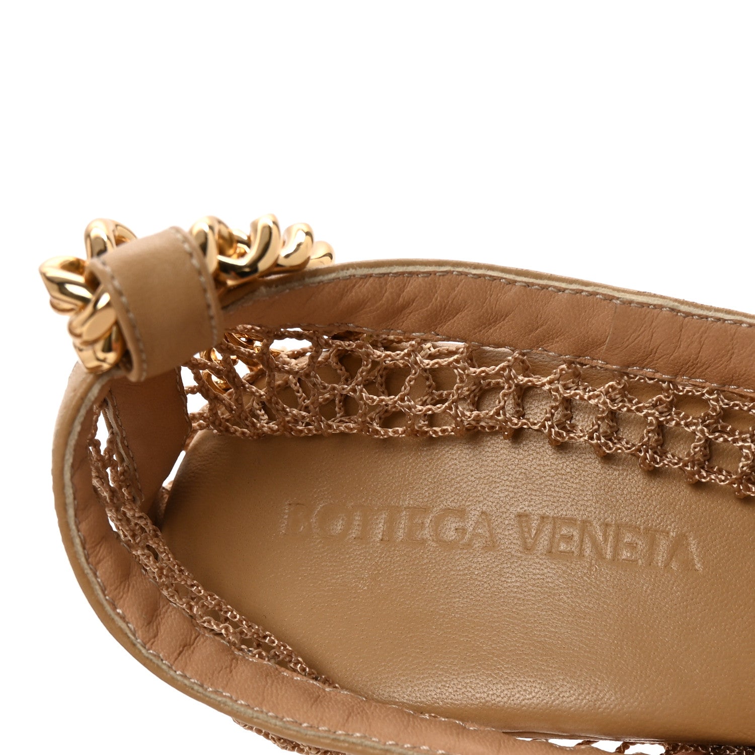 Bottega Veneta Mesh Nappa Chunky Chain Sandals 39.5 Beige Pony 8 of 9