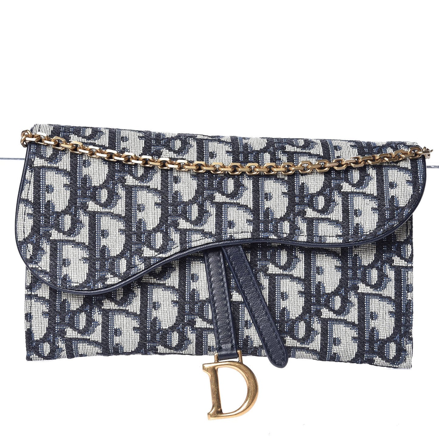 Oblique Saddle Chain Wallet Blue