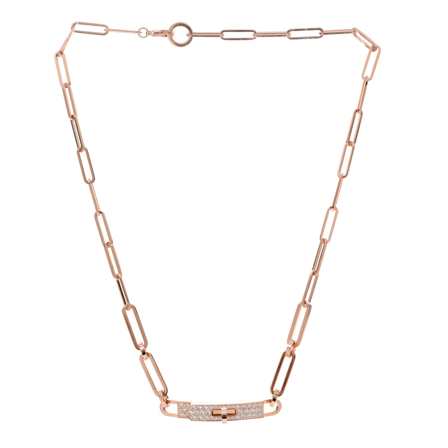 18K Rose Gold Diamond Pave Kelly Chaine Choker Necklace