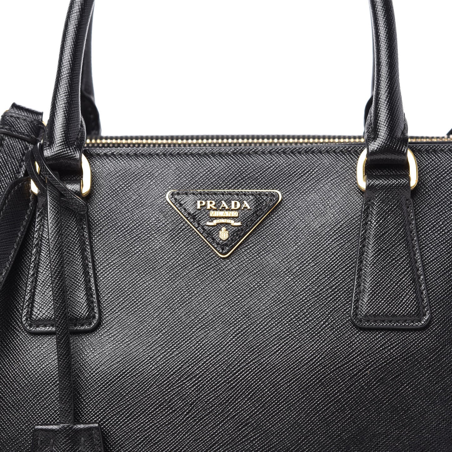 Saffiano Medium Galleria Double Zip Tote Black