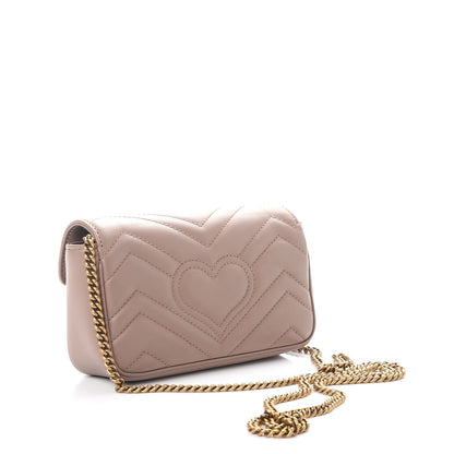 Gucci Calfskin Matelasse Super Mini GG Marmont Shoulder Bag Porcelain Rose 4 of 10