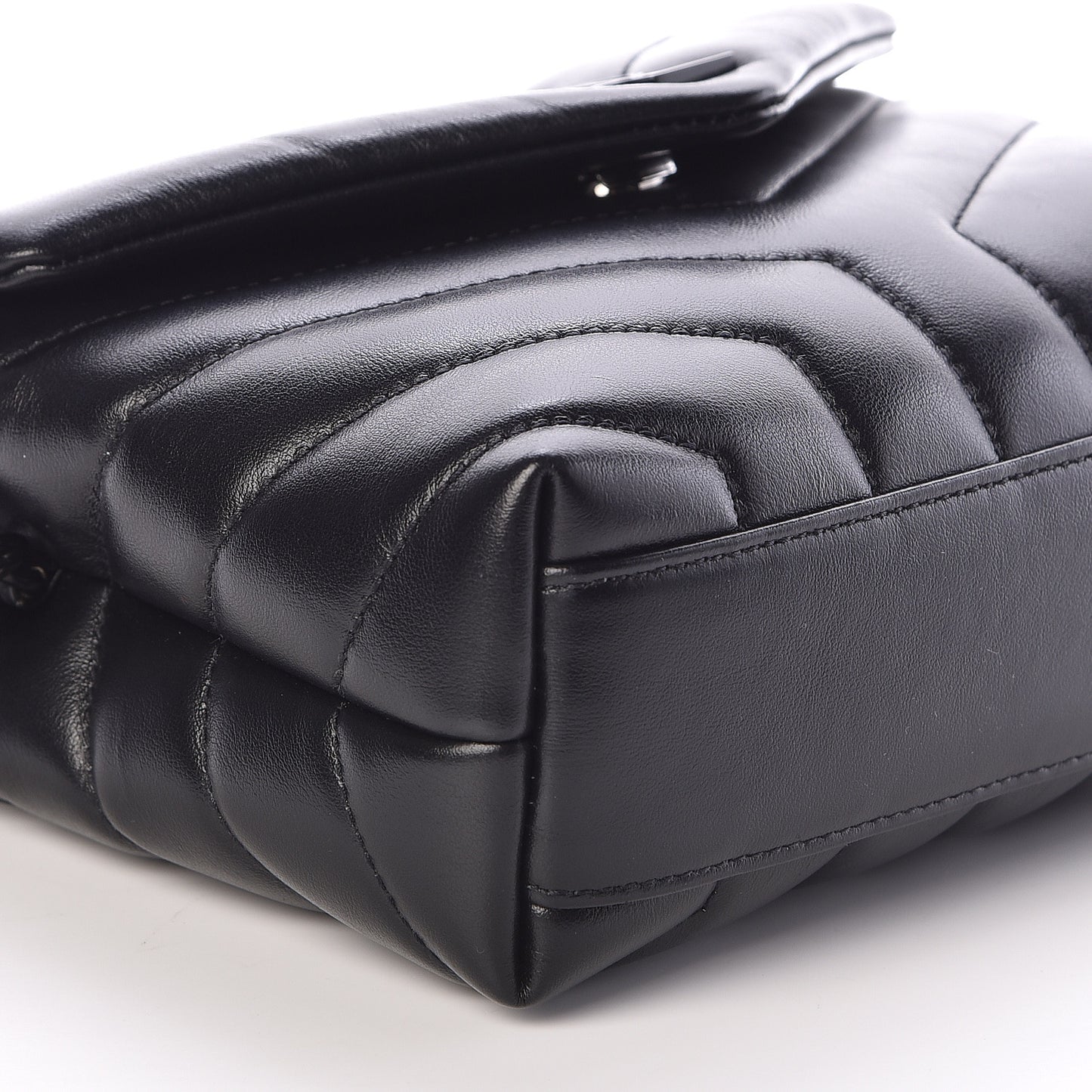 Calfskin Y Quilted Monogram Toy Loulou Crossbody Bag Black