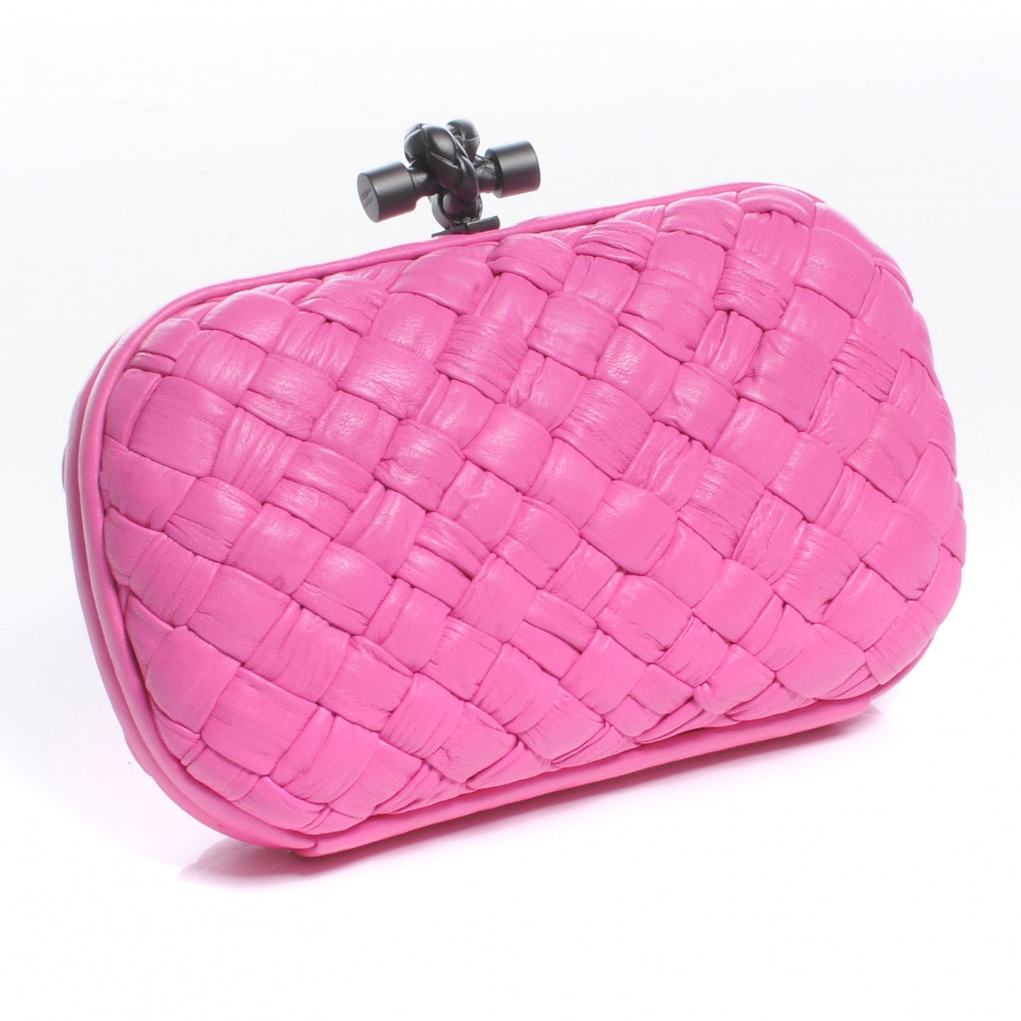 Leather Knot Clutch Pink