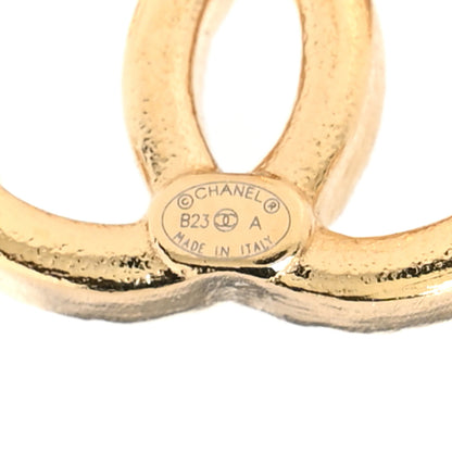 Chanel Metal Tweed Effect CC Earrings Gold 4 of 5