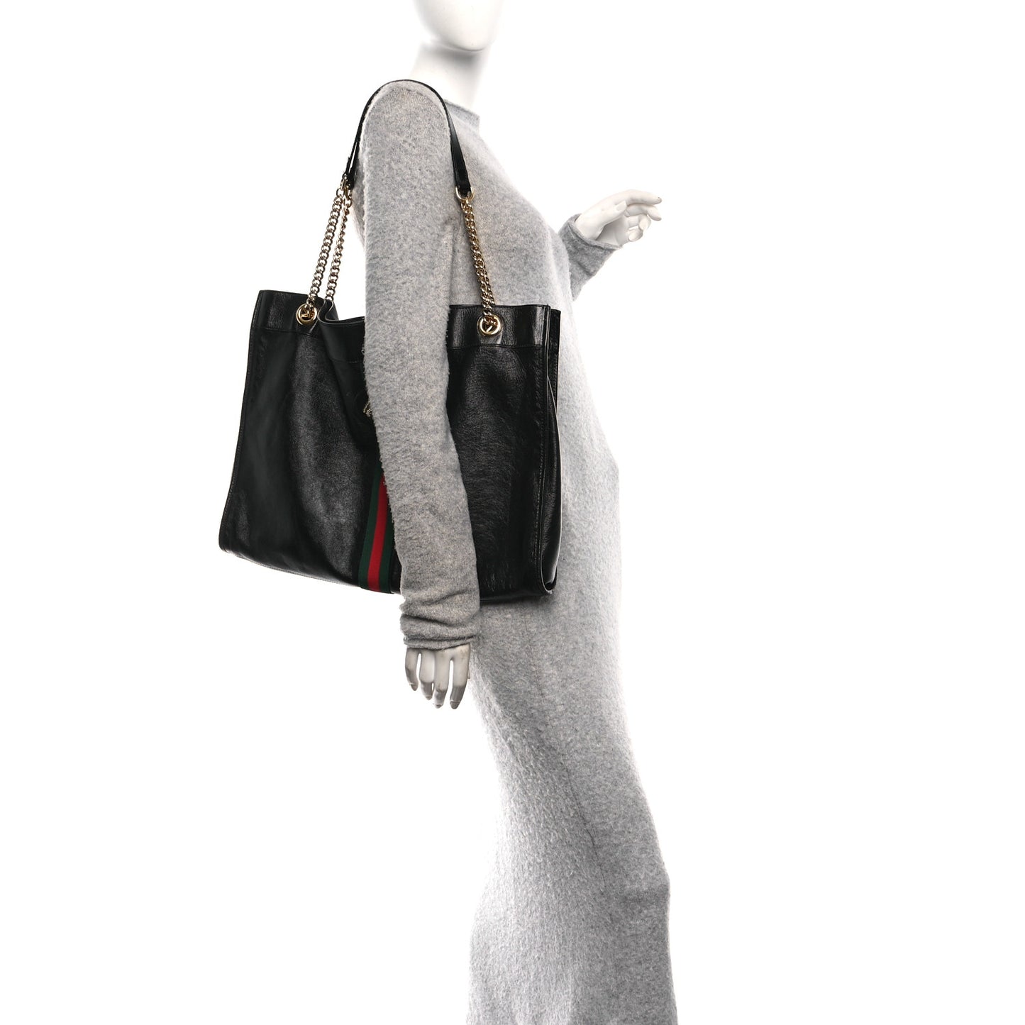 Calfskin Large Rajah Chain Tote Black