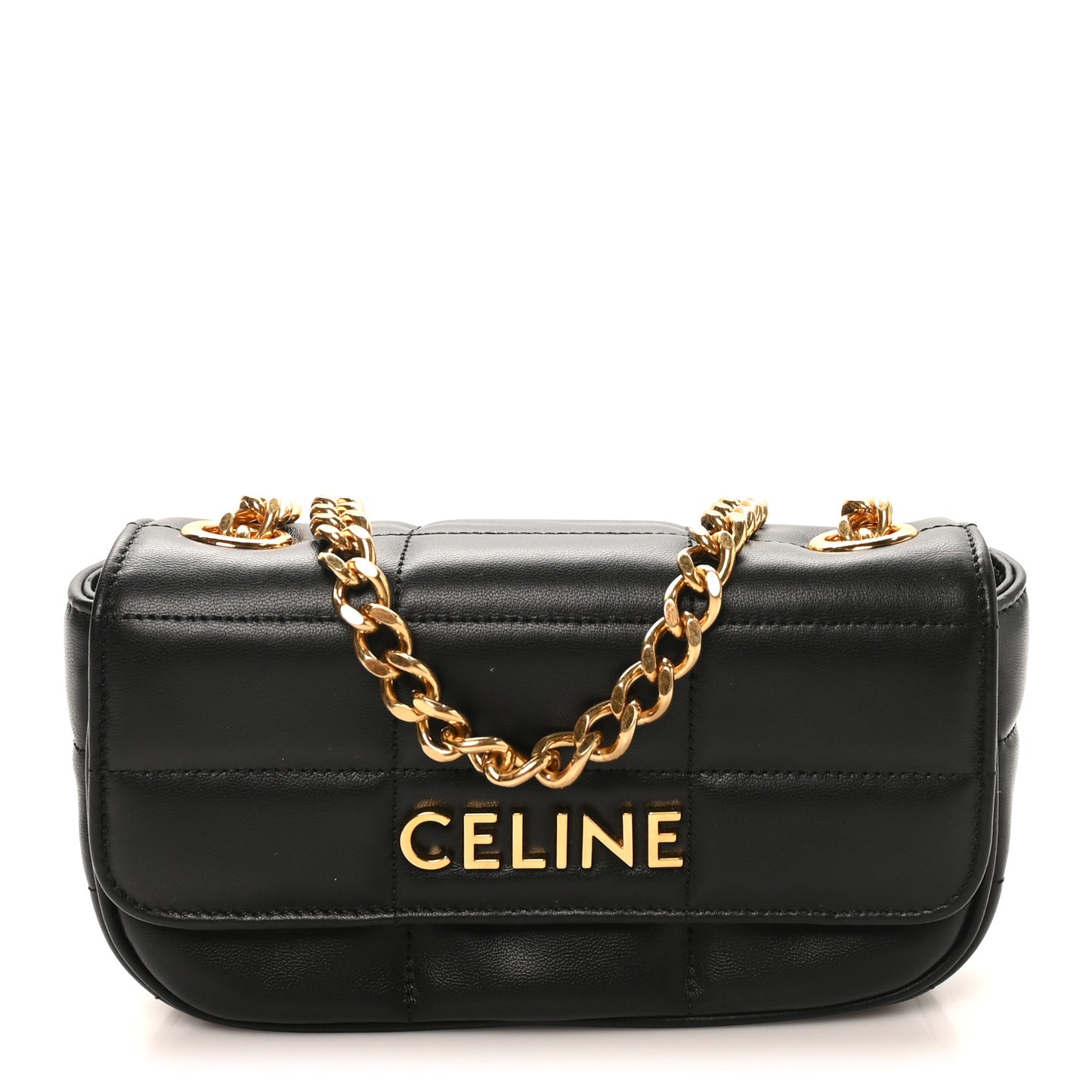 Goatskin Matelasse Mini Chain Shoulder Bag  Black