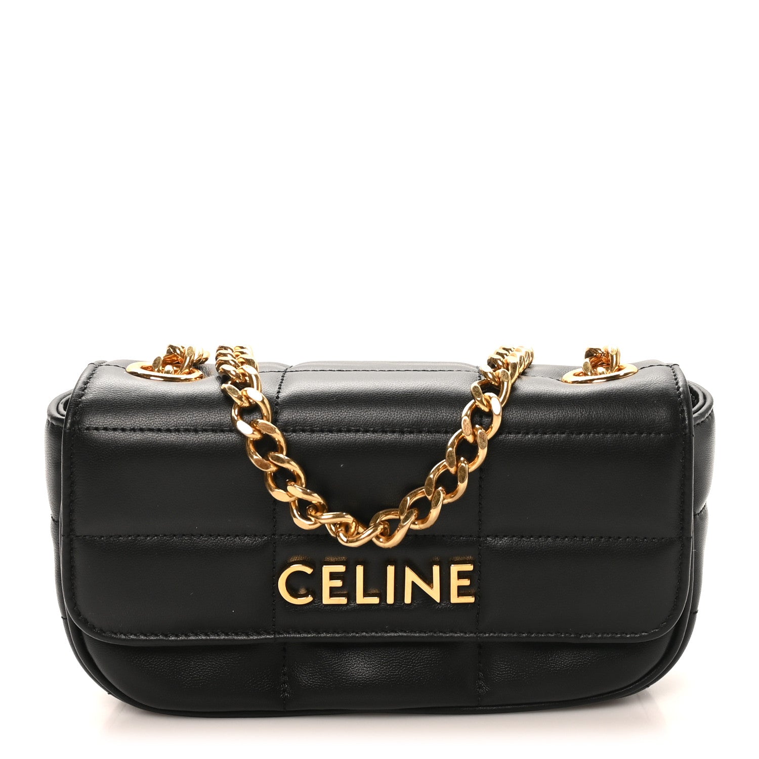 Celine Goatskin Matelasse Mini Chain Shoulder Bag  Black 1 of 9