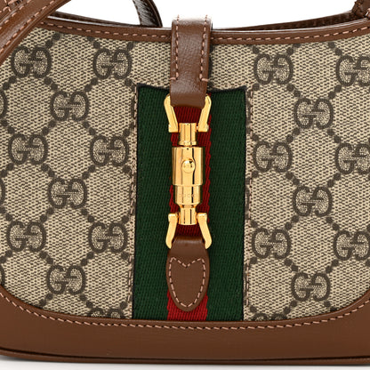 Gucci GG Supreme Monogram Azalea Calfskin Web Mini Jackie 1961 Hobo Beige Ebony Brown Sugar 8 of 11