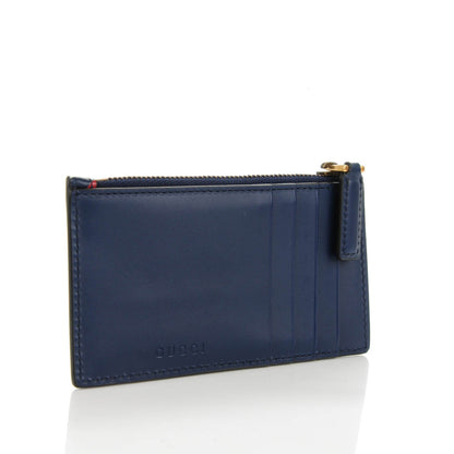 Gucci Calfskin GucciGhost Coin Case Card Holder Blue Agata Hibiscus Red 3 of 8