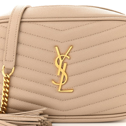 Saint Laurent Grain De Poudre Matelasse Monogram Mini Lou Camera Bag Dark Beige 8 of 11