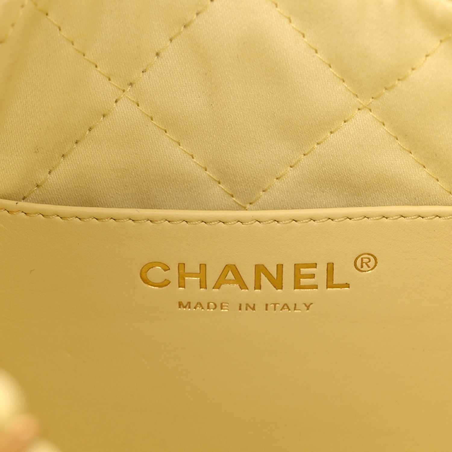 Chanel Shiny Calfskin Quilted Mini Chanel 22 Light Yellow 6 of 11