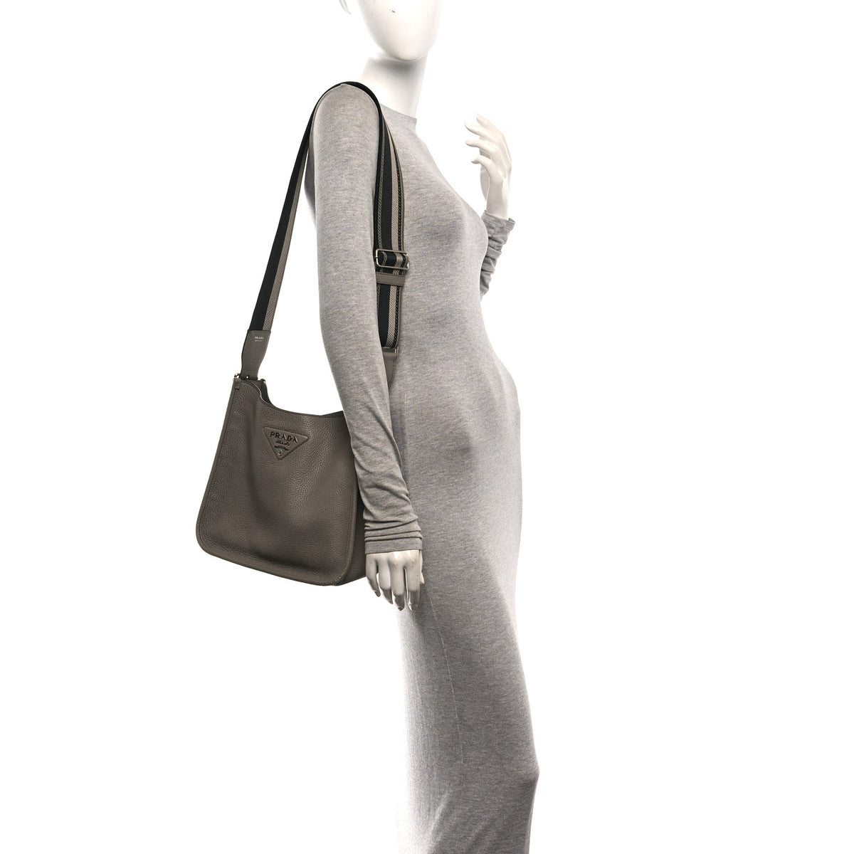 Prada Vitello Daino Soft Hobo Messenger Bag Argilla 2 of 10