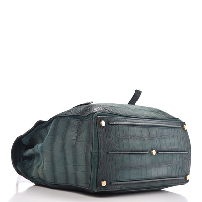 Saint Laurent Nubuck Croc Embossed Large Muse Two Green 4 of 10