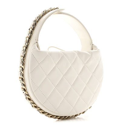 Chanel Lambskin Quilted Chain Around Pouch Hobo White 3 of 10