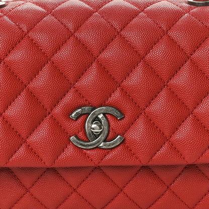 Chanel Caviar Quilted Small Coco Handle Flap Red 8 of 10