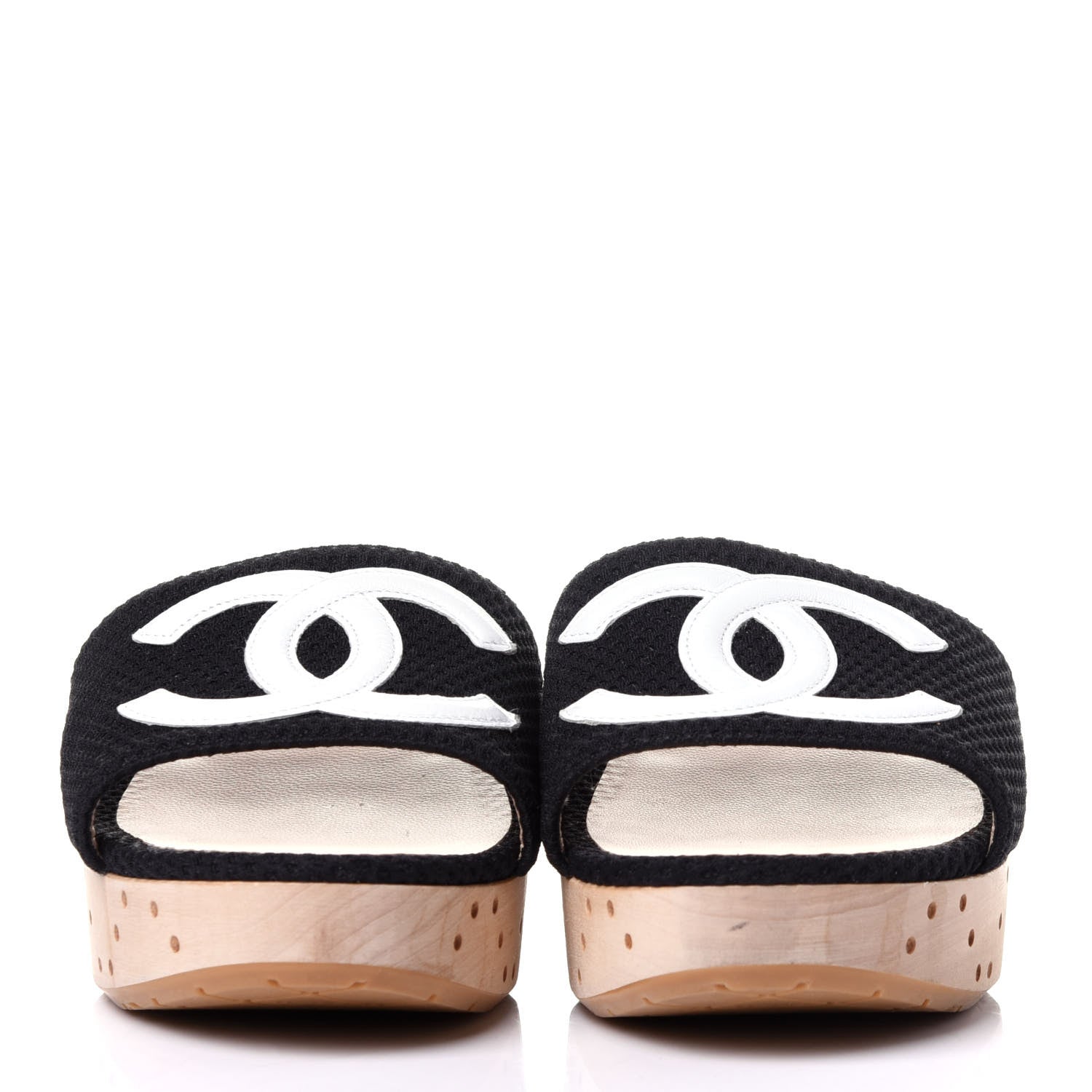 Chanel Wood Mesh CC Mules 39.5 Black 2 of 10