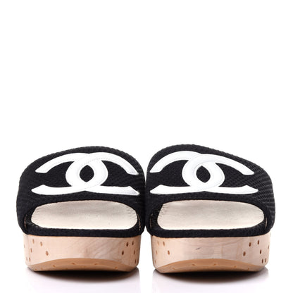 Chanel Wood Mesh CC Mules 39.5 Black 2 of 10
