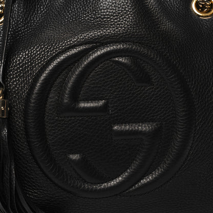 Gucci Pebbled Calfskin Medium Soho Chain Shoulder Bag Black 8 of 13