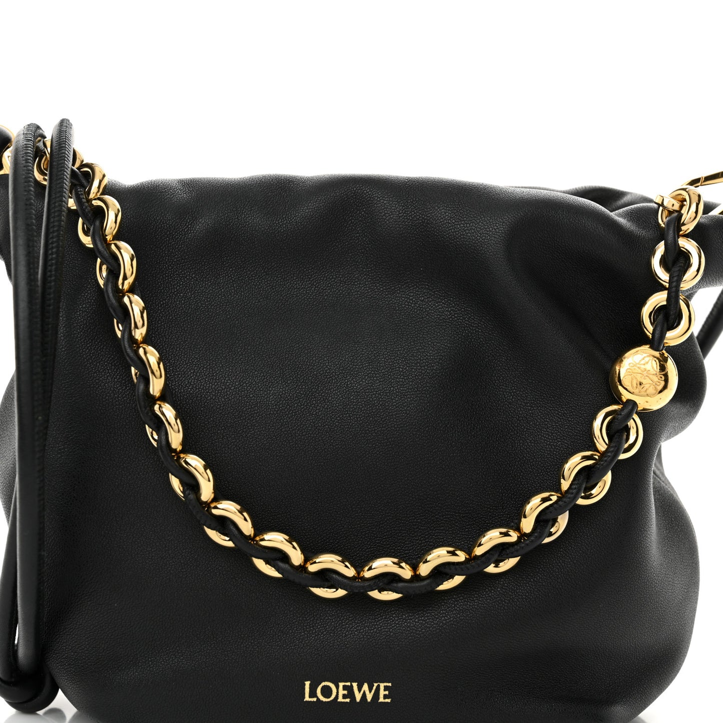 Mellow Nappa Donut Chain Mini Flamenco Knot Clutch Black