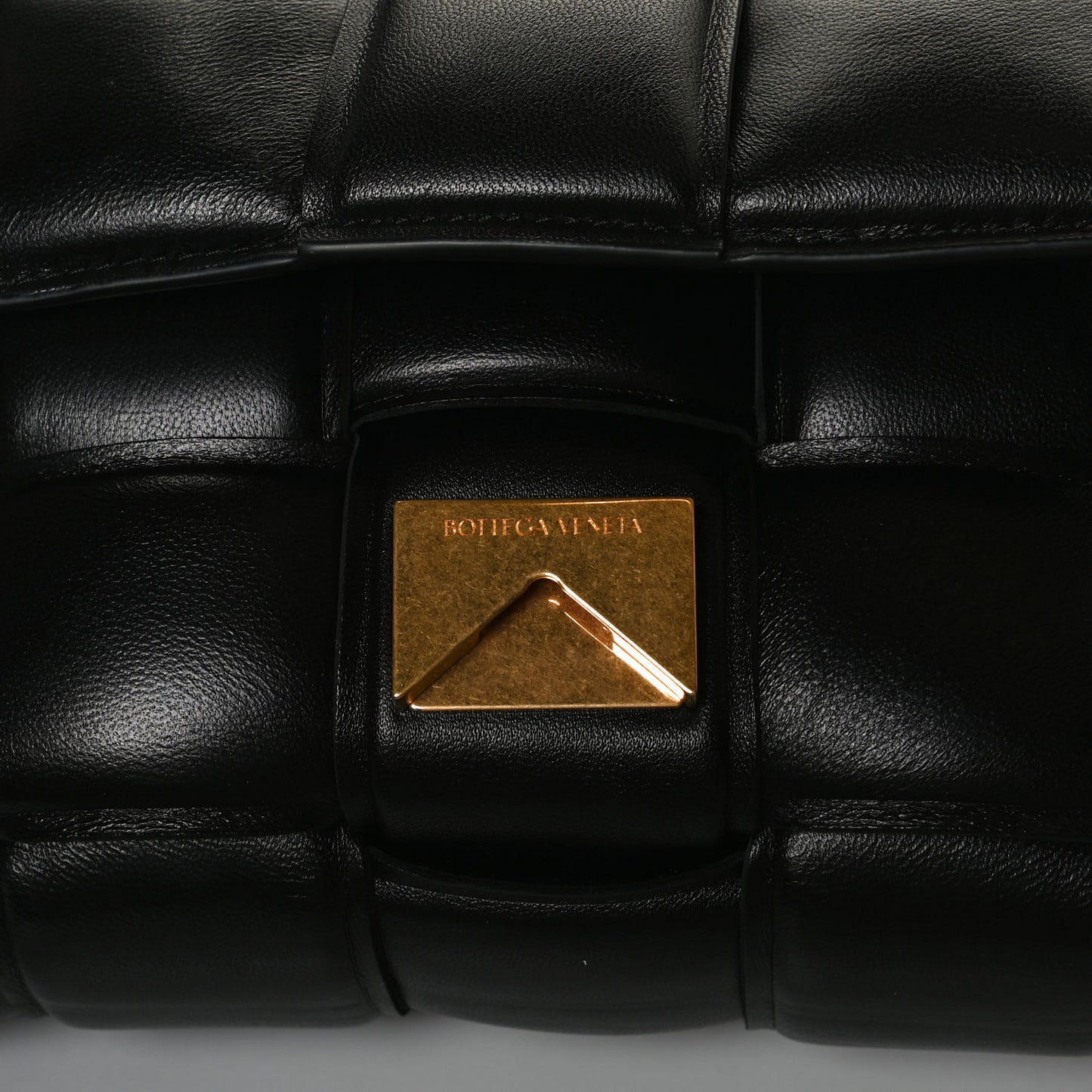 Lambskin Maxi Intreccio Padded Chain Cassette Crossbody Bag Black