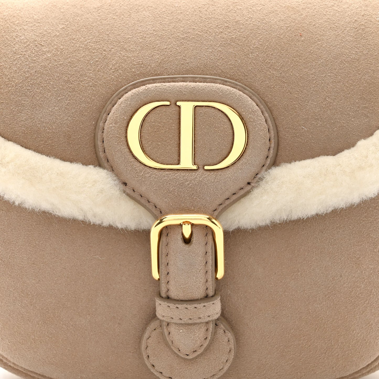 Suede Shearling Medium Bobby Flap Beige