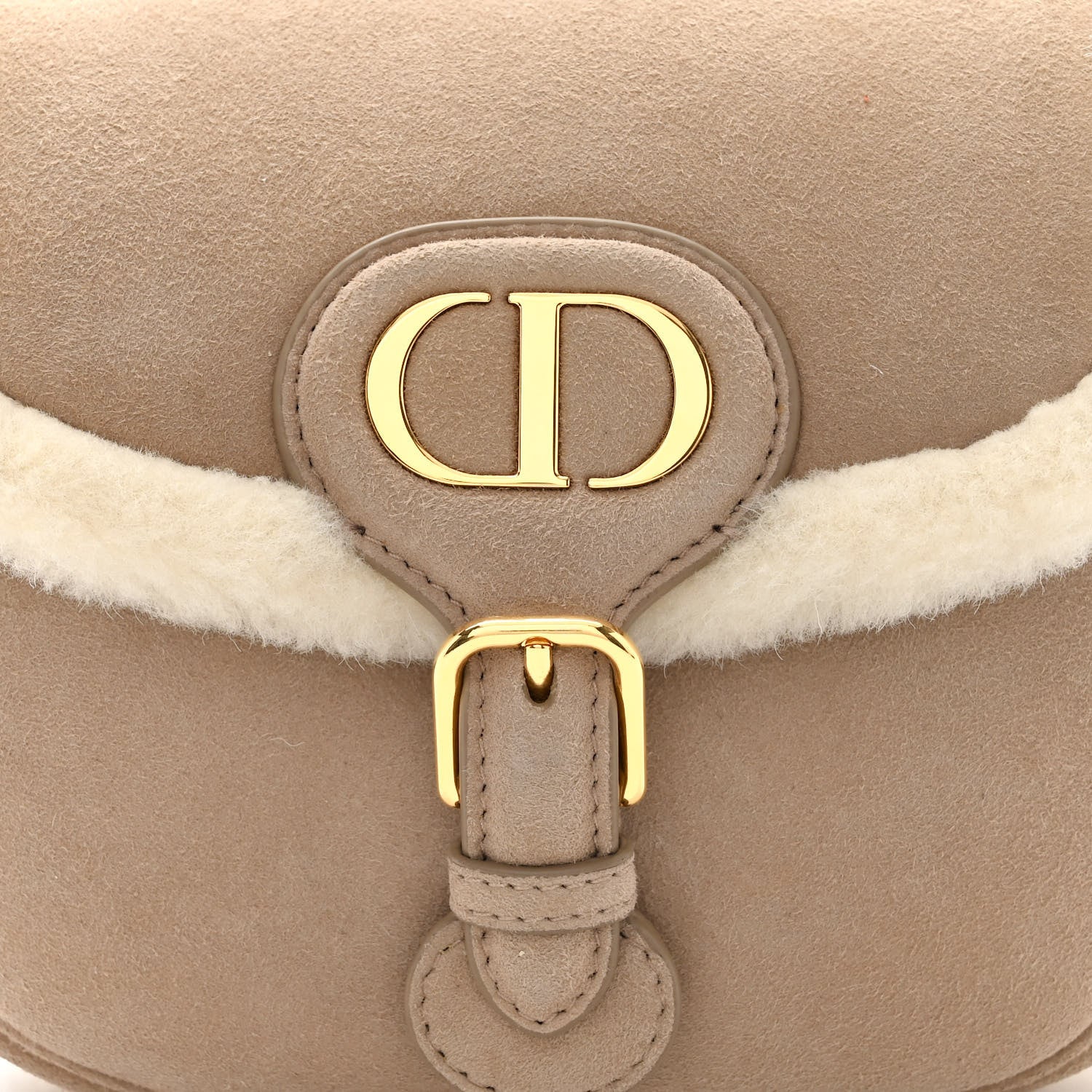 Christian Dior Suede Shearling Medium Bobby Flap Beige 7 of 9