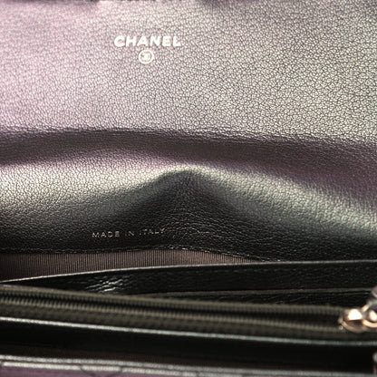 Chanel Iridescent Goatskin Quilted Large Flap Wallet Purple 7 of 8
