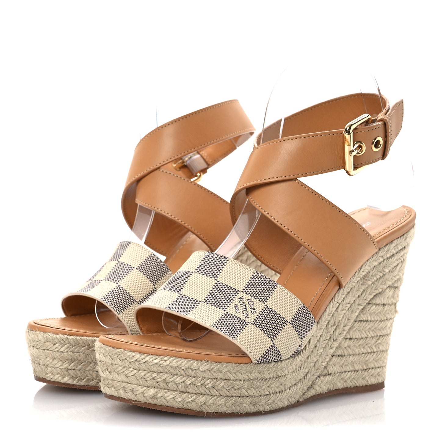 Damier Azur Starboard Wedges 38 Tan