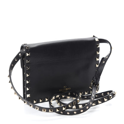 Valentino Garavani Vitello Rockstud Shoulder Flap Bag Black 3 of 10