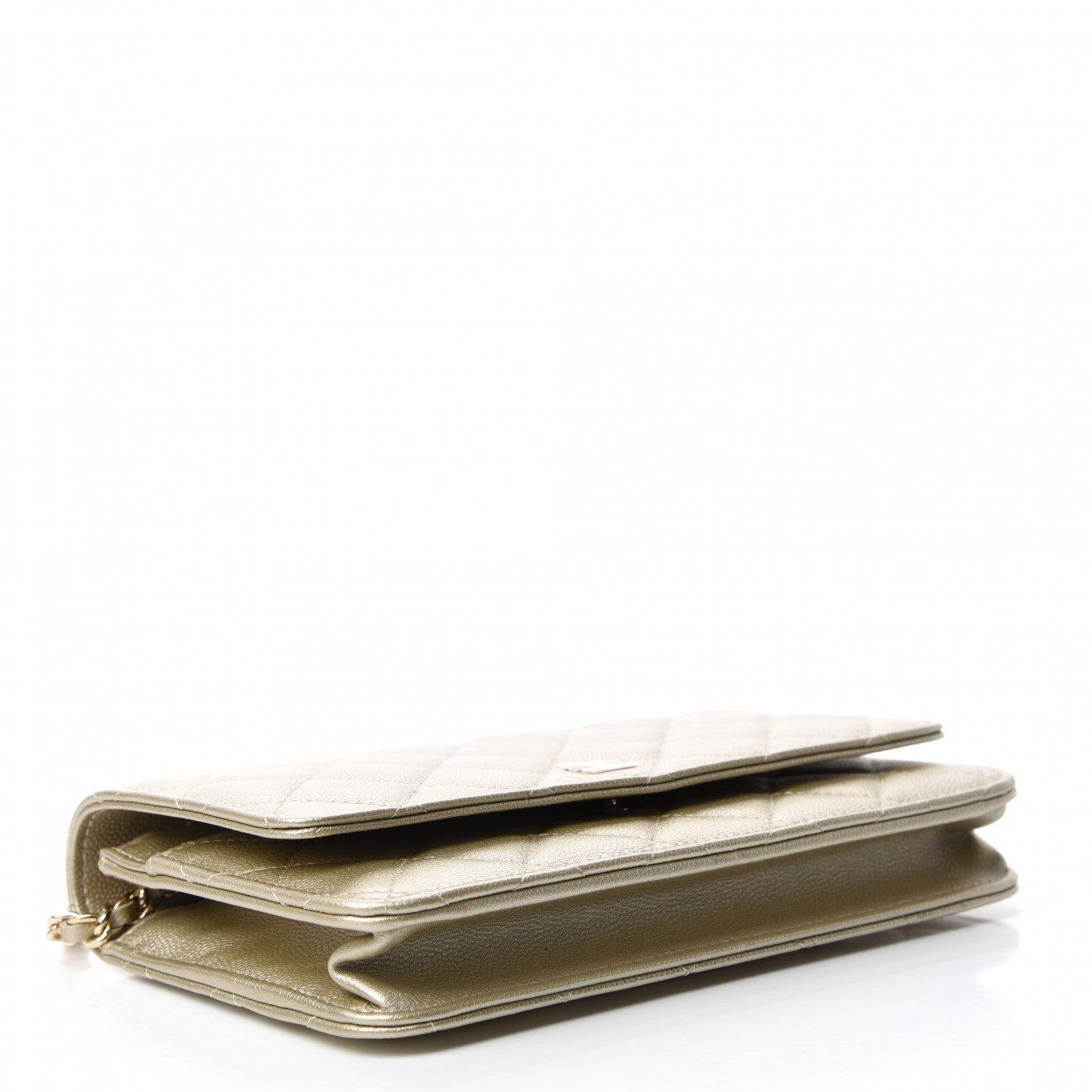 Chanel Metallic Caviar Quilted Wallet on Chain WOC Gold 4 of 12