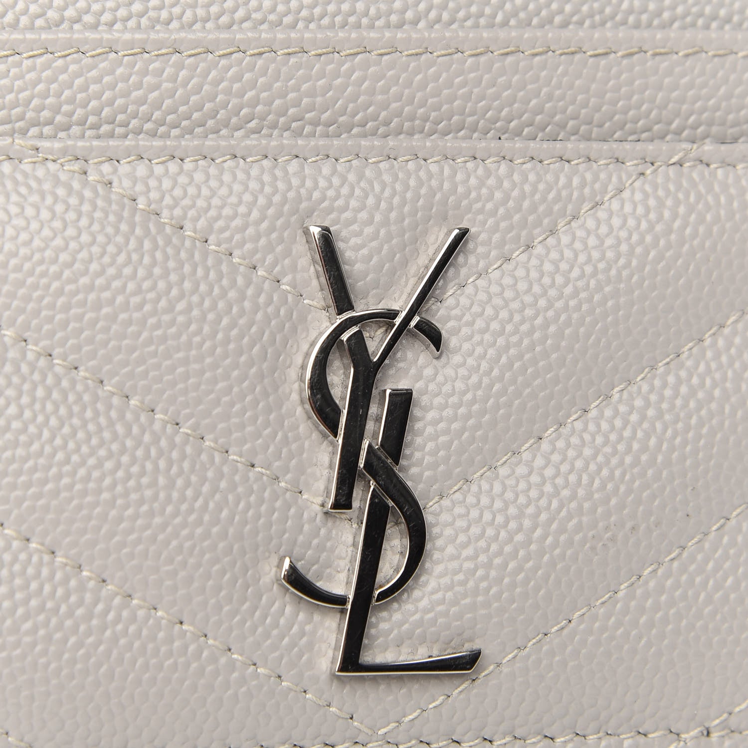 Saint Laurent Grain De Poudre Matelasse Chevron Card Case Granite 6 of 7
