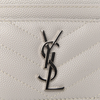 Saint Laurent Grain De Poudre Matelasse Chevron Card Case Granite 6 of 7
