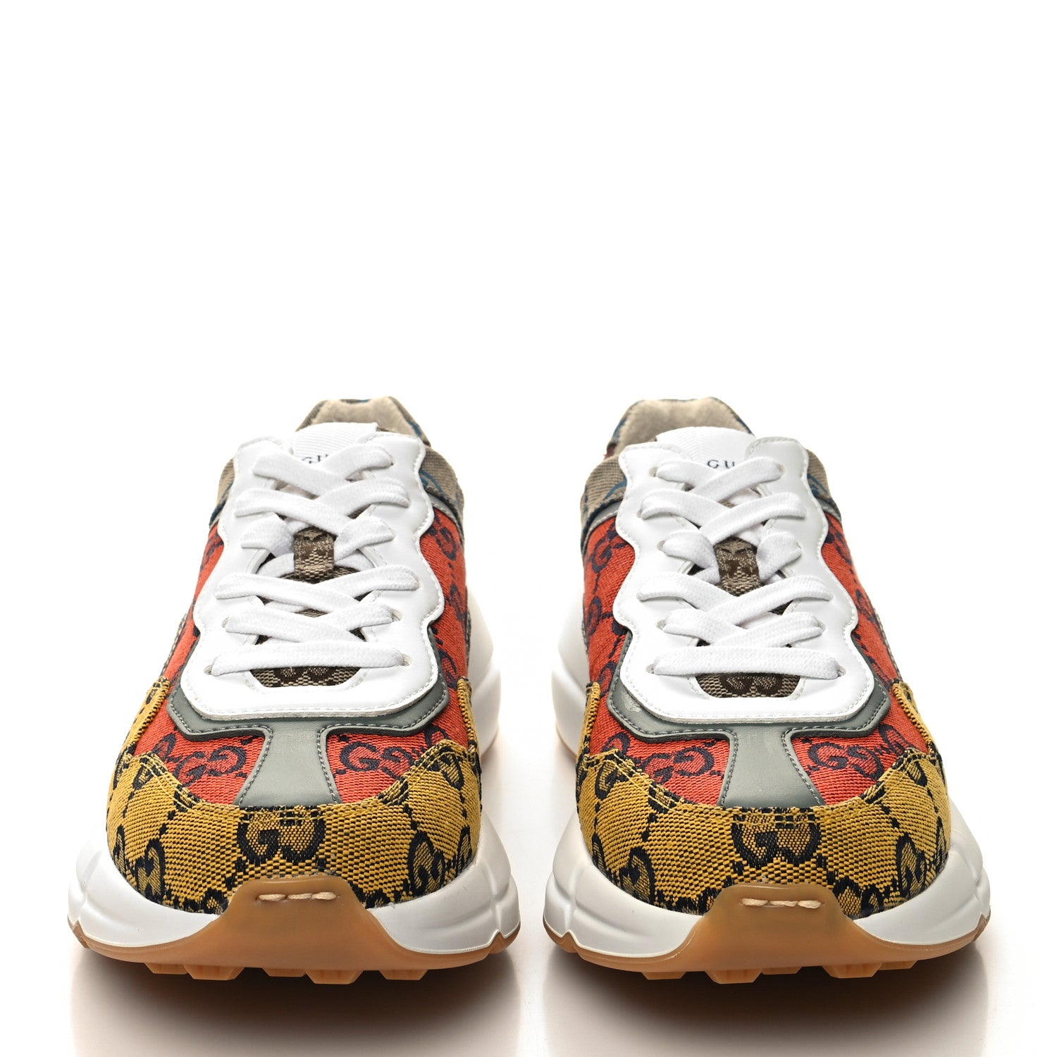 Gucci Monogram Multicolor Demetra Womens Rhyton Sneakers 36 Yellow Blue Great White Tabasco 2 of 9