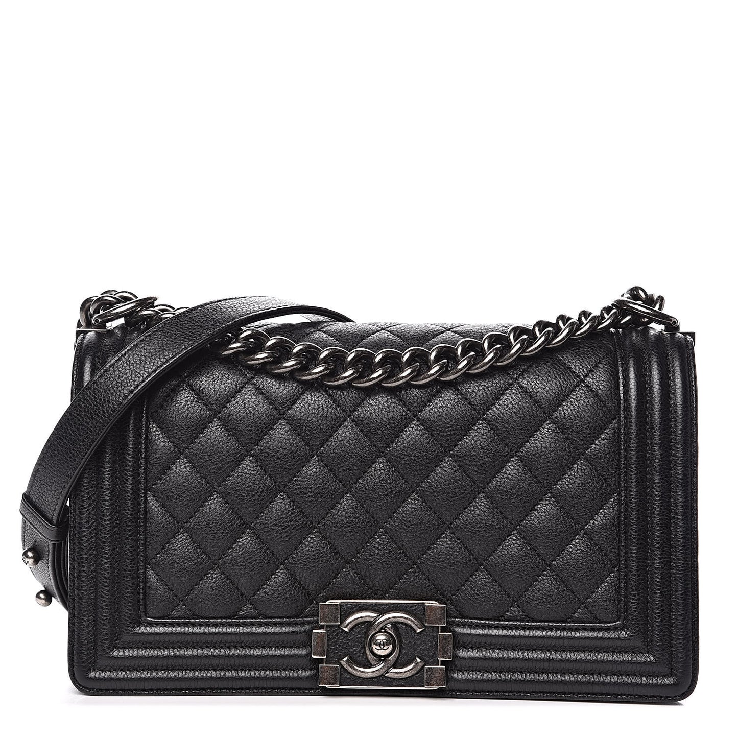 Calfskin Quilted Medium Boy Flap Black