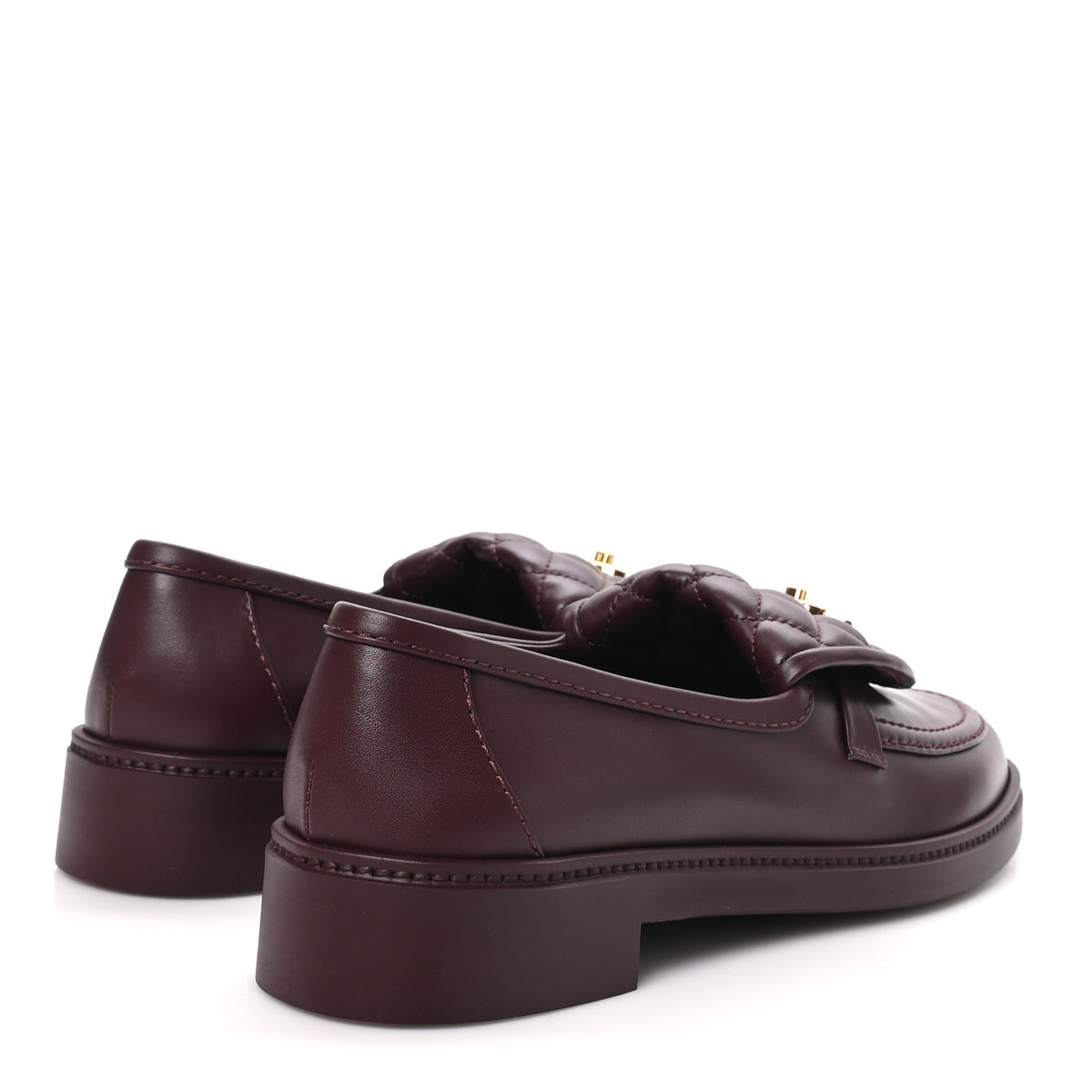 Chanel Calfskin Quilted CC Turnlock Loafers 41.5 Burgundy 5 of 10