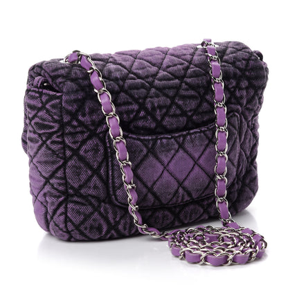 Chanel Washed Denim Quilted Small Denimpression Flap Violet Purple Black 3 of 10