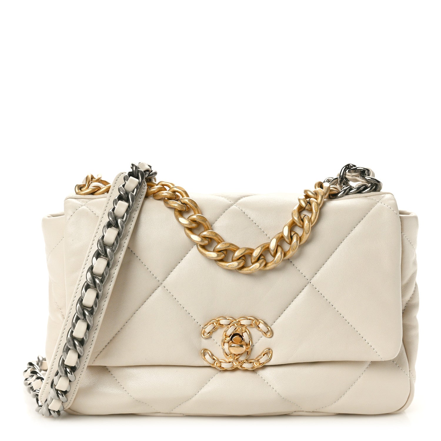 Chanel Lambskin Quilted Medium Chanel 19 Flap Beige 1 of 10