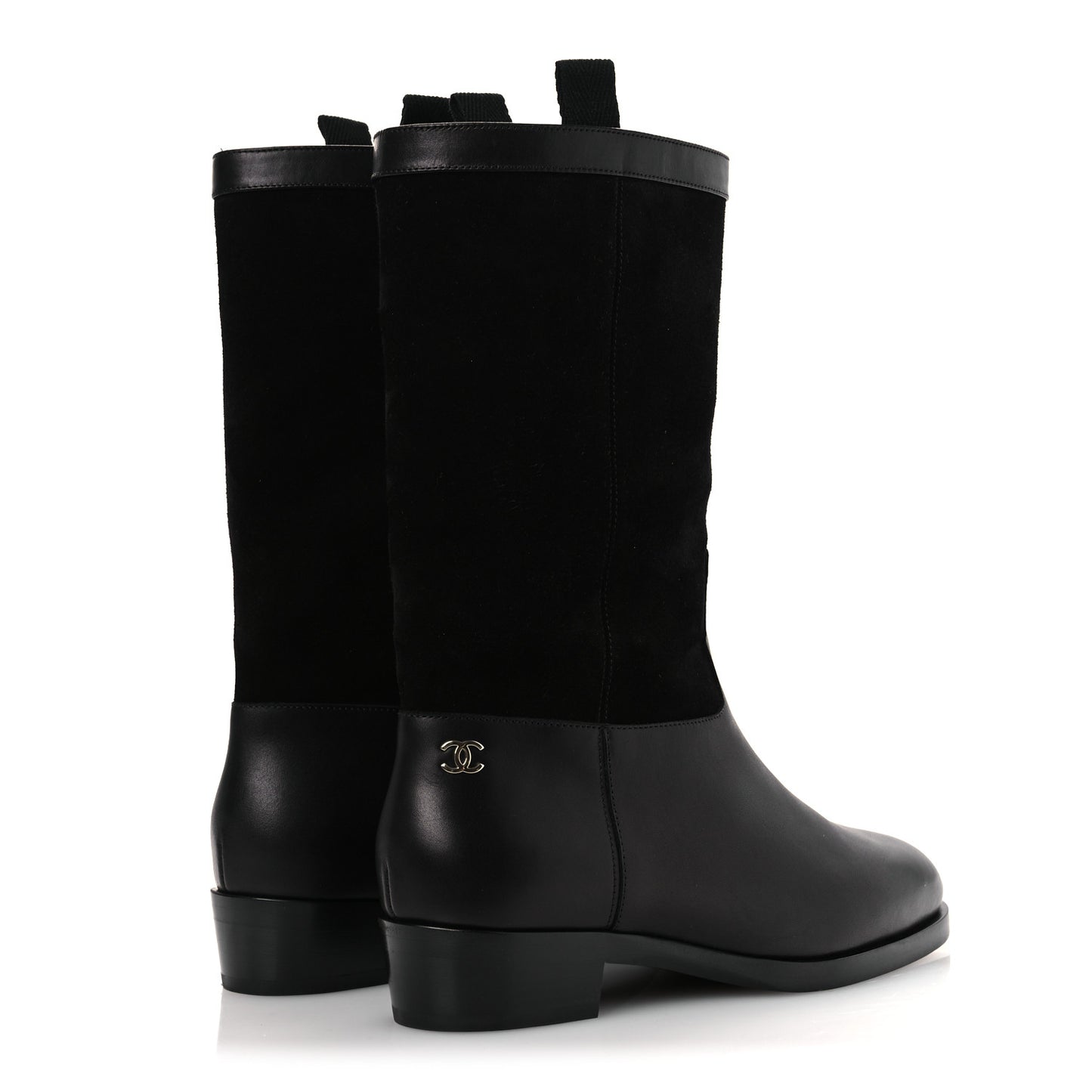 Suede Calfskin CC Short Boots 37 Black