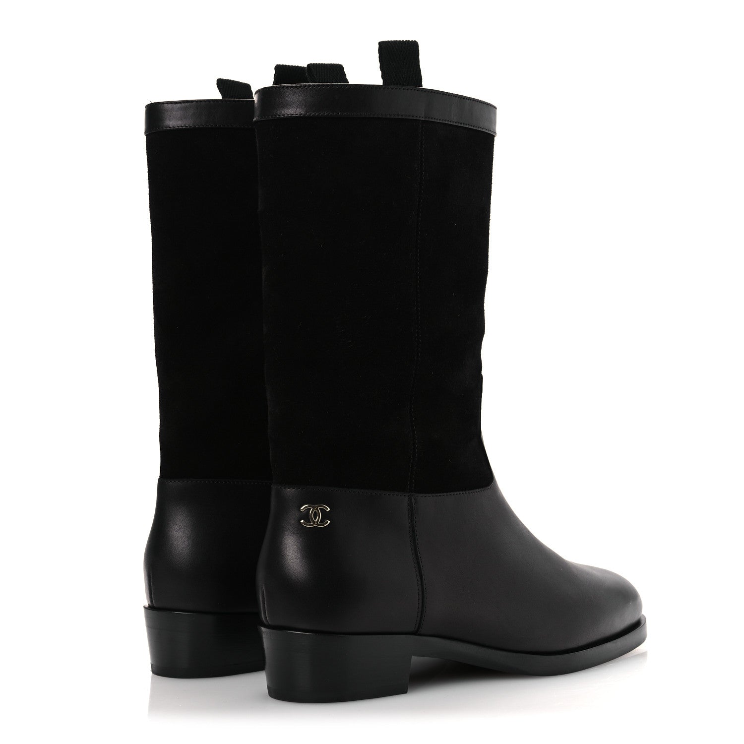 Chanel Suede Calfskin CC Short Boots 37 Black 5 of 11