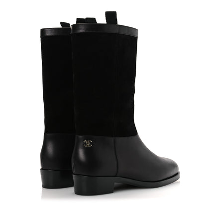 Chanel Suede Calfskin CC Short Boots 37 Black 5 of 11