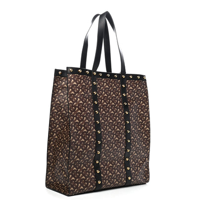 Burberry E-Canvas Monogram Studded Medium Portrait Tote Bag Black 2 of 7