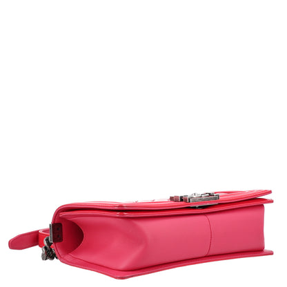 Chanel Patent Calfskin Enamel Quilted Medium Boy Flap Dark Pink 3 of 9
