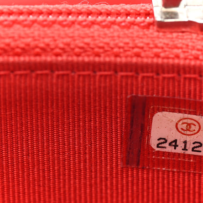 Chanel Caviar Chevron Quilted Medium Zip Around Wallet Red 10 of 18