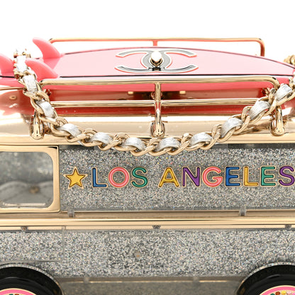 Chanel Plexiglass Crystal Glitter Los Angeles Mini Van Minaudiere Silver Gold Pink 8 of 12