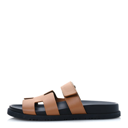 Hermes Calfskin Womens Chypre Sandals 38 Naturel 1 of 13